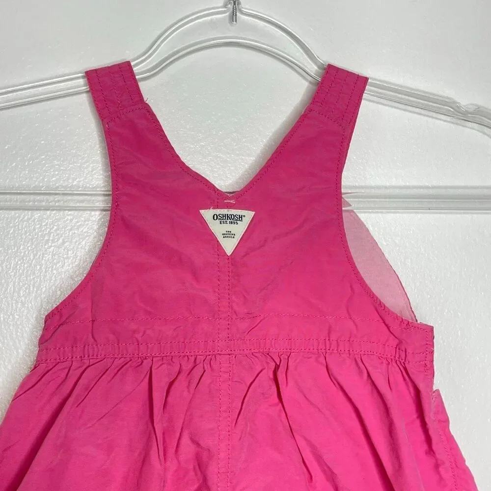 Osh Kosh B’Gosh Pink Embroidered Flowers Overall Dress Baby Girl Size 18 months
